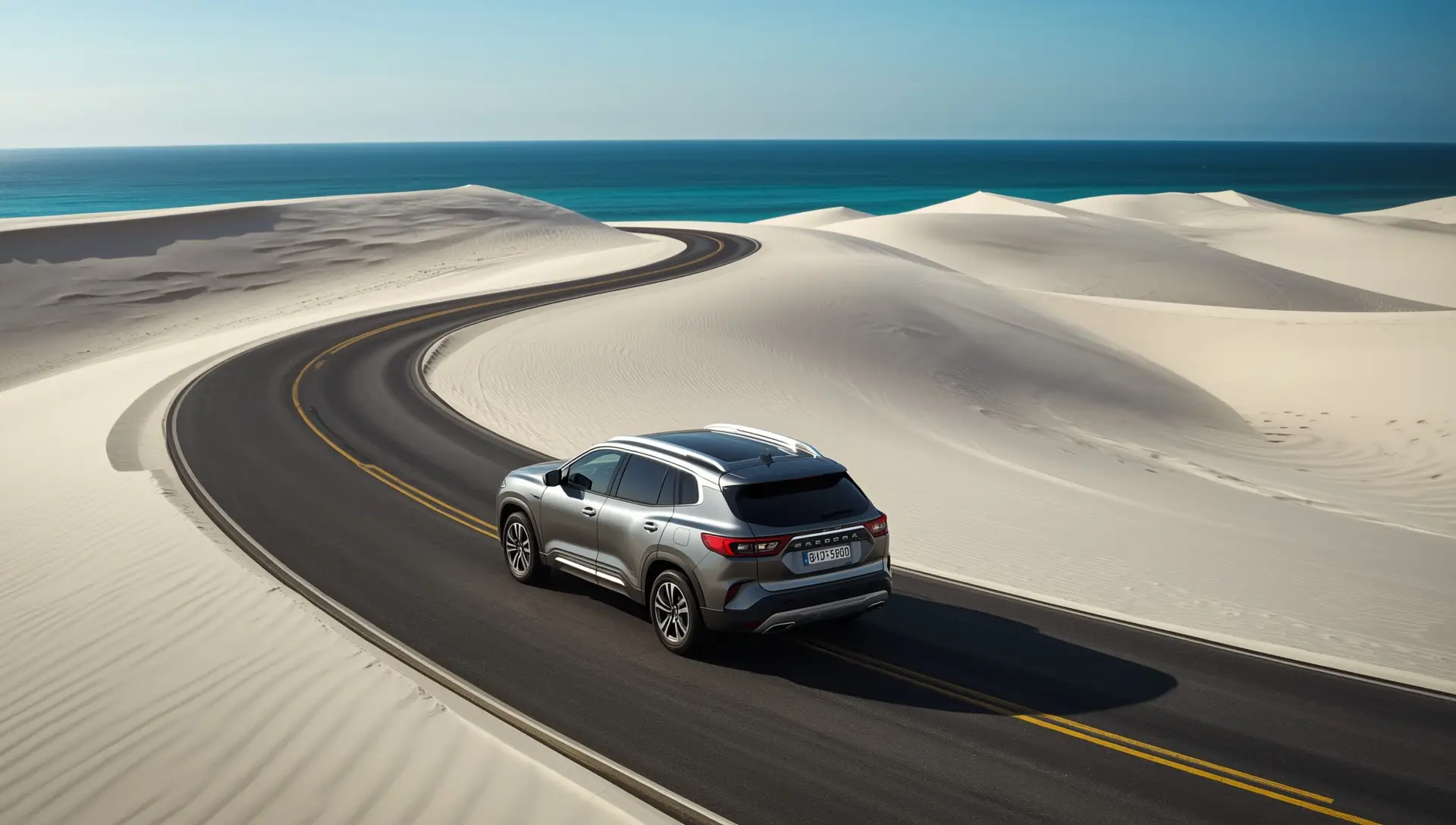 Auto a noleggio con paesaggio di Fuerteventura